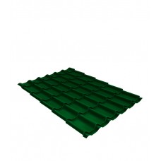 Металлочерепица Velur толщина 0,5 мм зеленая RAL 6005 Супермонтеррей