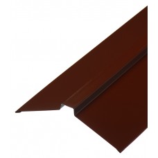 Конек для металлочерепицы плоский с пазом 115х30х115 мм 2 м коричневый RAL 8017