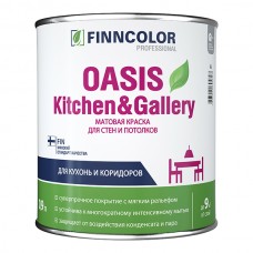 Краска водно-дисперсионная Finncolor OASIS KITCHEN & GALLERY моющаяся белая основа А 0,9 л