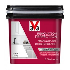 Краска водно-дисперсионная V33  Renovation Perfection для кухни моющаяся белый 0,75 л