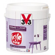 Краска водно-дисперсионная V33  Facile a vivre для стен и потолков моющаяся белая 2,5 л