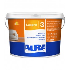 Краска водно-дисперсионная Aura LuxPro 3 влагостойкая белая основа А 9 л