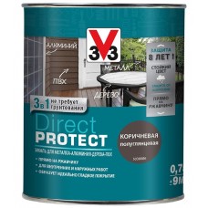 Эмаль по ржавчине V33  Direct Protect коричневая 3в1 0,75 л
