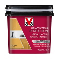 Краска водно-дисперсионная V33  Renovation Perfection для кухни моющаяся горчица 0,75 л